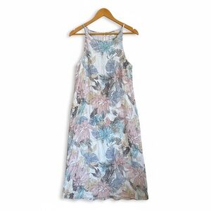 Lungo L'arno Italian Linen White Floral Sleeveless Maxi Dress Sz S